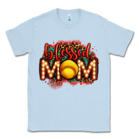 Dusty Blue blessed softball mom lightbulb letters Classic Tee - OliviaCreatesArt
