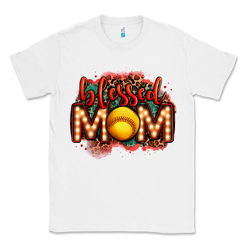 Blessed Softball Mom Lightbulb Letters Classic Tee by OliviaCreatesArt | Teevron