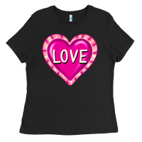 Black valentine's day hearts Ladies Tee - FaDigitalArtStudio