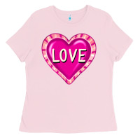 Bubblegum Pink valentine's day hearts Ladies Tee - FaDigitalArtStudio