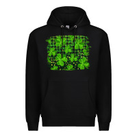 Black st patrick's day shamrock and plaid distressed background Premium Hoodie - RanaPortraitStore