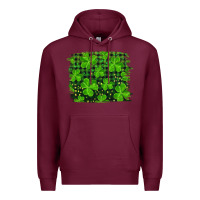 Burgundy st patrick's day shamrock and plaid distressed background Premium Hoodie - RanaPortraitStore