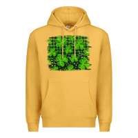Mustard st patrick's day shamrock and plaid distressed background Premium Hoodie - RanaPortraitStore
