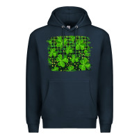Navy st patrick's day shamrock and plaid distressed background Premium Hoodie - RanaPortraitStore