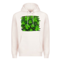 Pale Pink st patrick's day shamrock and plaid distressed background Premium Hoodie - RanaPortraitStore