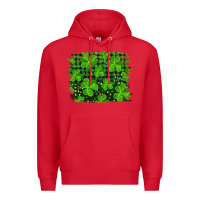 Red st patrick's day shamrock and plaid distressed background Premium Hoodie - RanaPortraitStore