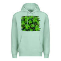 Seafoam st patrick's day shamrock and plaid distressed background Premium Hoodie - RanaPortraitStore