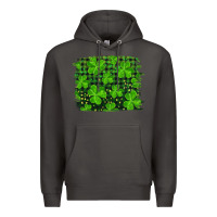 Smoke st patrick's day shamrock and plaid distressed background Premium Hoodie - RanaPortraitStore