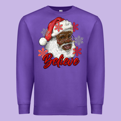 African American Santa Believe Premium Sweatshirt Designed By Ranaportraitstore