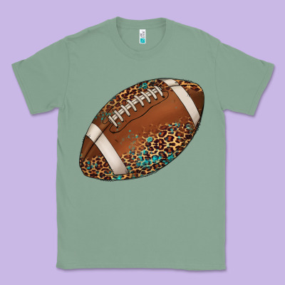 Western Football Leopard Turquoise Pattern Classic Tee Designed By Artiststas