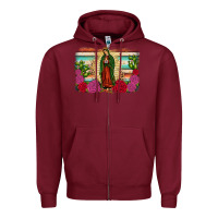 Burgundy western our lady of Guadalupe Zipper Hoodie - JahusDesignShop