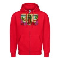 Red western our lady of Guadalupe Zipper Hoodie - JahusDesignShop