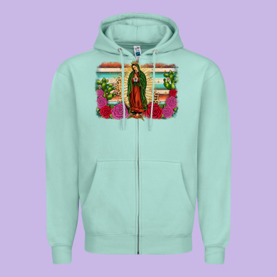 Western Our Lady Of Guadalupe Zipper Hoodie Designed By Jahusdesignshop