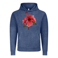 Vintage Denim Puerto Rican Hibiscus Flower Illustrations Vintage Hoodie - LillyAllenDesigns