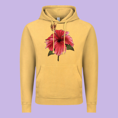 Puerto Rican Hibiscus Flower Illustrations Vintage Hoodie Designed By Lillyallendesigns