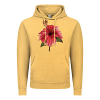 Vintage Mustard Puerto Rican Hibiscus Flower Illustrations Vintage Hoodie - LillyAllenDesigns