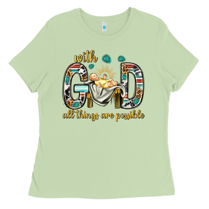 With God All Things Are Possible With Baby Jesus Bbs Ladies Tee by BundleAndBundleShop | Teevron