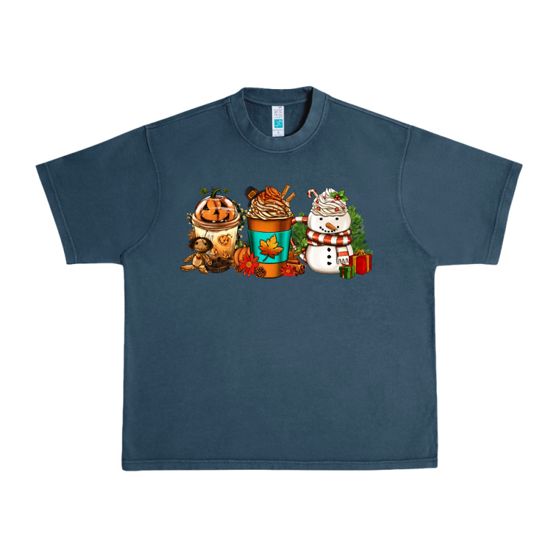 Halloween Thanksgiving Christmas Coffee Cups Urban Heavy Tee by FaDigitalArtStudio | Teevron