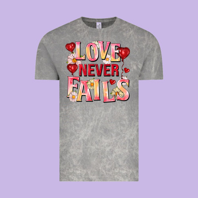 Love Never Fails Vintage Tee Designed By Fadigitalartstudio