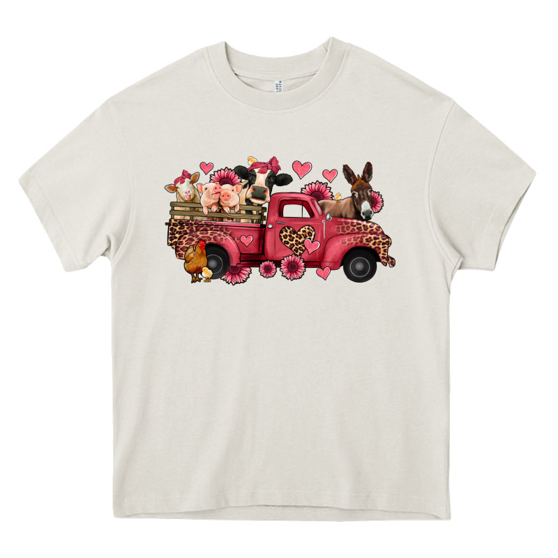 Valentines Day Leopard Farm Animals Truck Heavy Core Tee by Jasminsmagicworld | Teevron