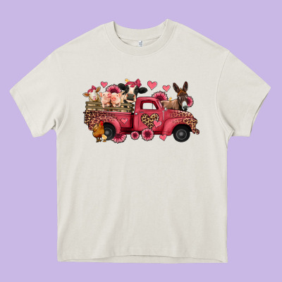 Valentines Day Leopard Farm Animals Truck Heavy Core Tee Designed By Jasminsmagicworld
