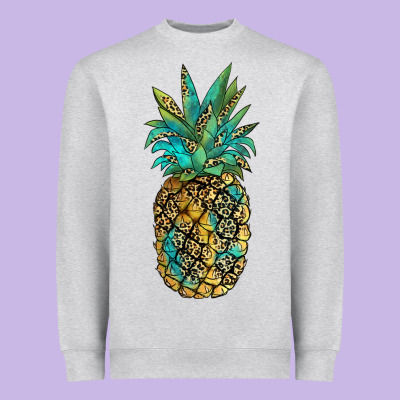 Leopar Turquoise Pineapple Heavyweight Sweatshirt Designed By Jahusdesignshop
