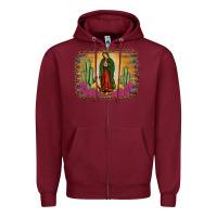 Burgundy western our lady of Guadalupe Zipper Hoodie - JahusDesignShop