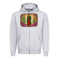 Heather Grey western our lady of Guadalupe Zipper Hoodie - JahusDesignShop