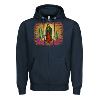 Navy western our lady of Guadalupe Zipper Hoodie - JahusDesignShop