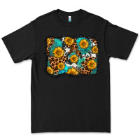 Black cowhide leopard turquoise sunflowers pattern olivia Premium Tee - OliviaCreatesArt