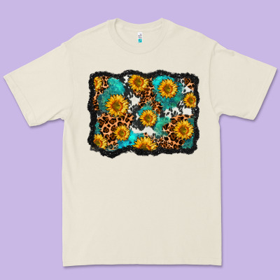 Cowhide Leopard Turquoise Sunflowers Pattern Olivia Premium Tee Designed By Oliviacreatesart
