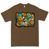 Cacao cowhide leopard turquoise sunflowers pattern olivia Premium Tee - OliviaCreatesArt