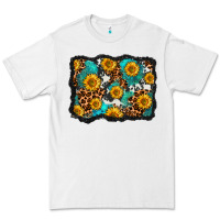 White cowhide leopard turquoise sunflowers pattern olivia Premium Tee - OliviaCreatesArt