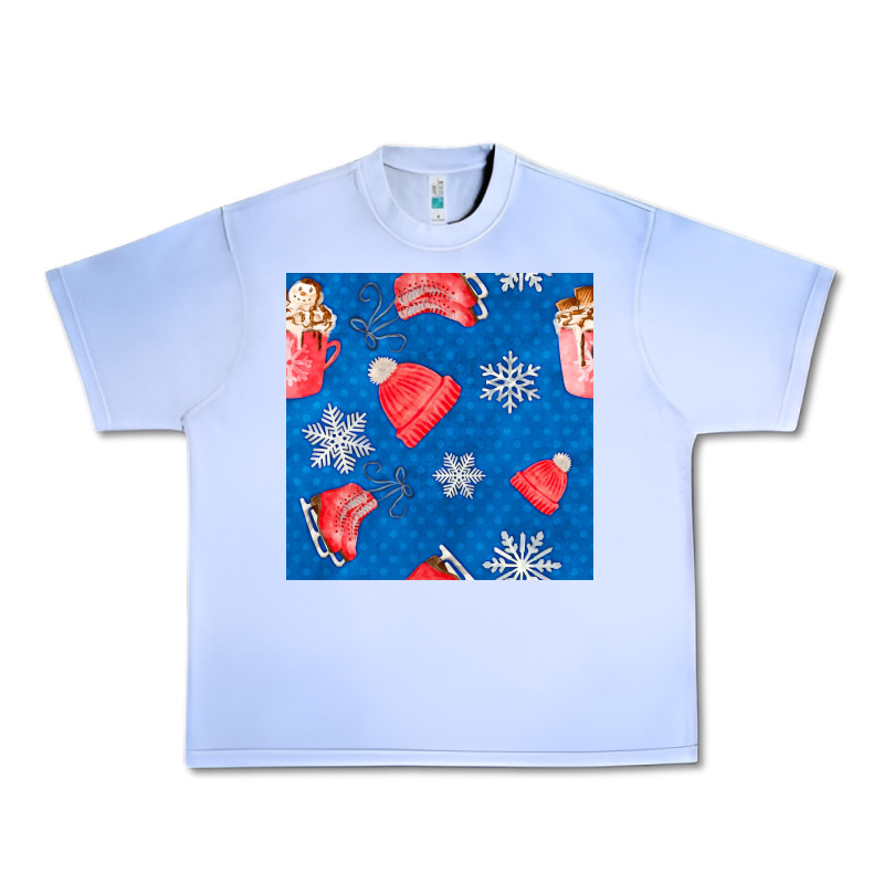 Winter  Snowflakes Hot Cocoa Ice Skating Shoes Urban Heavy Tee by FaDigitalArtStudio | Teevron