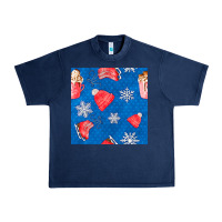 Navy winter  snowflakes hot cocoa ice skating shoes Urban Heavy Tee - FaDigitalArtStudio