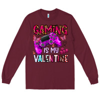 Burgundy gaming is my valentine Long Sleeve Tee - CowhideDigitalArt