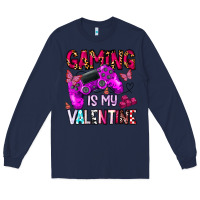 Navy gaming is my valentine Long Sleeve Tee - CowhideDigitalArt