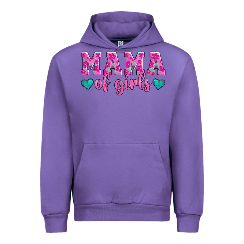Mama Of Girls Floral Pattern Turquoise Heart Urban Hoodie by Jasminsmagicworld | Teevron