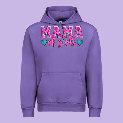 Mama Of Girls Floral Pattern Turquoise Heart Urban Hoodie Designed By Jasminsmagicworld