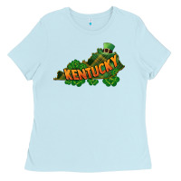 Baby Blue Kentucky map St. Patrick's Day Ladies Tee - FaDigitalArtStudio