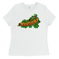 White Kentucky map St. Patrick's Day Ladies Tee - FaDigitalArtStudio