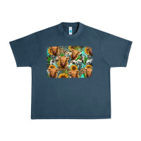 Midnight Navy highland cow western background Urban Heavy Tee - Jasminsmagicworld