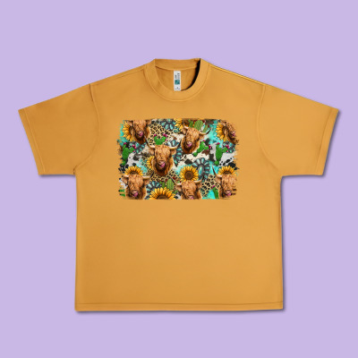Highland Cow Western Background Urban Heavy Tee Designed By Jasminsmagicworld