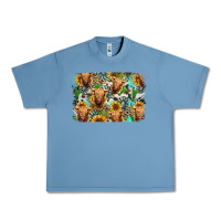Pebble Blue highland cow western background Urban Heavy Tee - Jasminsmagicworld