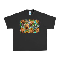 Pigment Black highland cow western background Urban Heavy Tee - Jasminsmagicworld