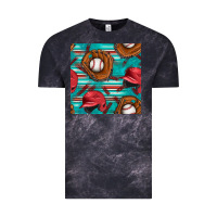 Cloud Black baseball helmet and glove with serape seamless pattern Vintage Tee - BundleAndBundleShop