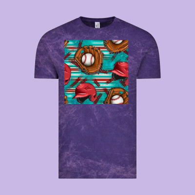 Baseball Helmet And Glove With Serape Seamless Pattern Vintage Tee Designed By Bundleandbundleshop
