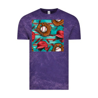 Cloud Purple baseball helmet and glove with serape seamless pattern Vintage Tee - BundleAndBundleShop