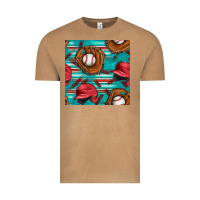 Vintage Camel baseball helmet and glove with serape seamless pattern Vintage Tee - BundleAndBundleShop