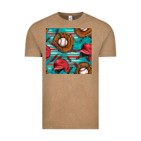 Vintage Coffee baseball helmet and glove with serape seamless pattern Vintage Tee - BundleAndBundleShop